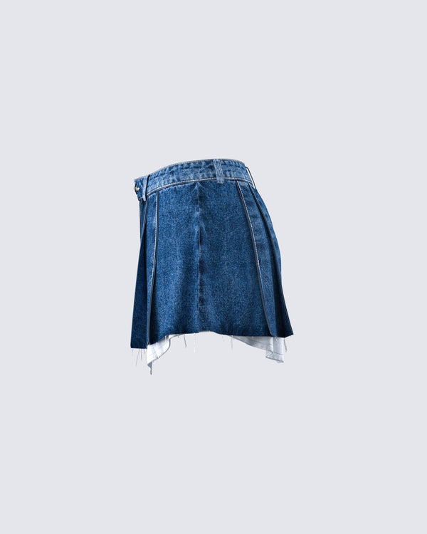 Finesse Robyn Pleated Denim Mini Skirt