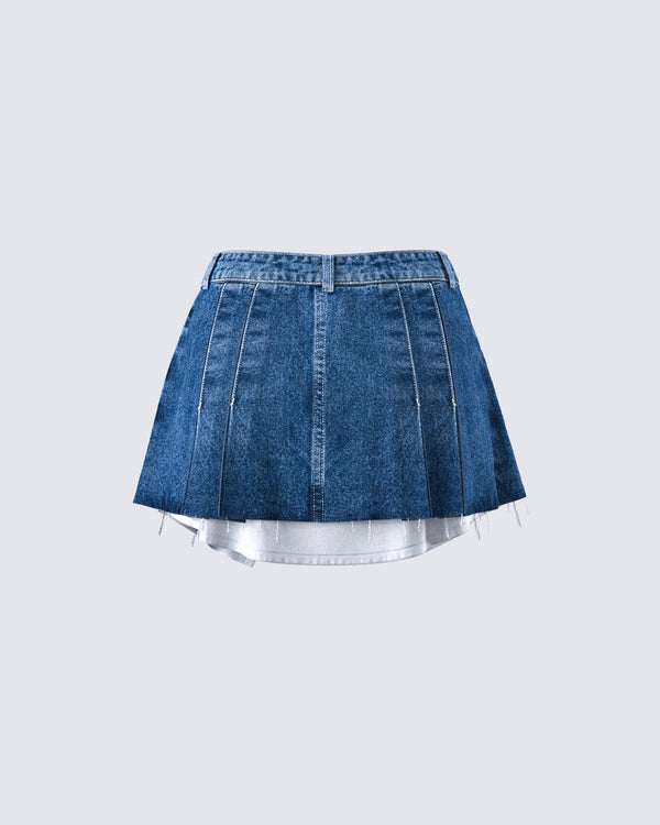Finesse Robyn Pleated Denim Mini Skirt