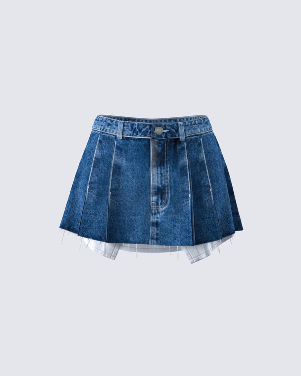 finesse Robyn Pleated Denim Mini Skirt