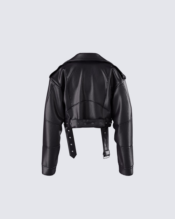 Finesse Robyn Vintage Black Cropped Moto Jacket
