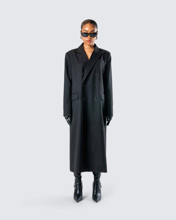 Finesse Romilly Black Double Breasted Coat