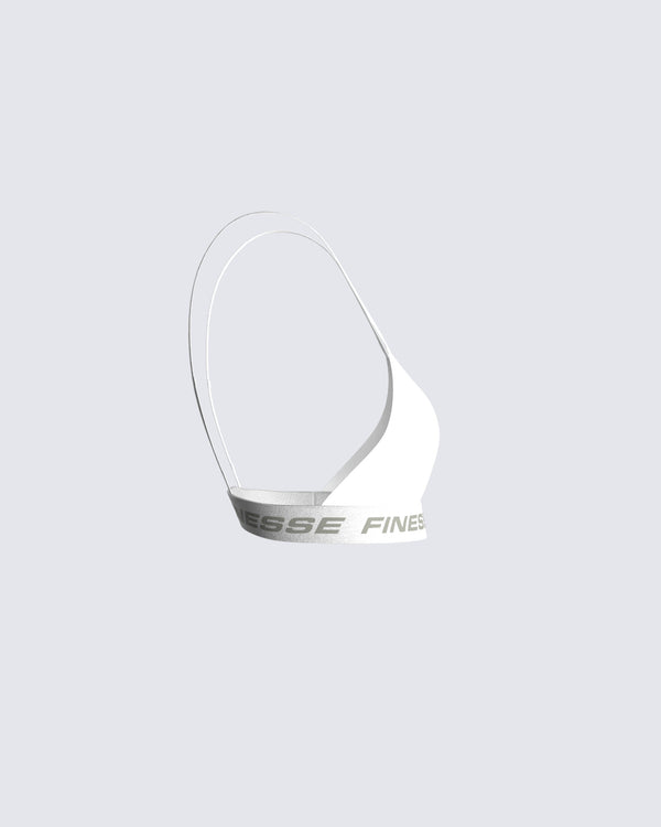Finesse Romy White Logo Bralette