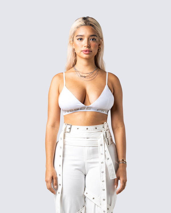 Finesse Romy White Logo Bralette
