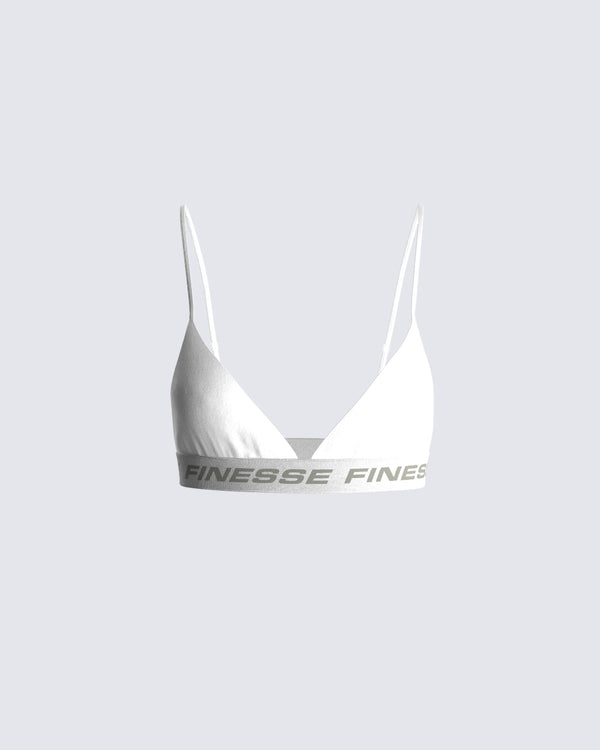 finesse Romy White Logo Bralette