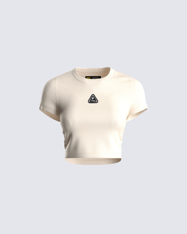 finesse Ronny Brown Logo Knit Top