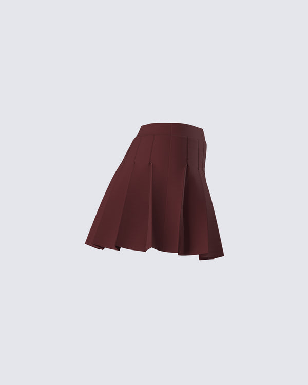 Finesse Ronny Brown Pleated Mini Skirt