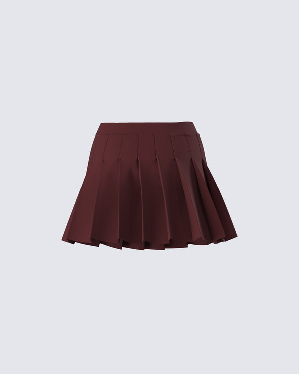 Finesse Ronny Brown Pleated Mini Skirt