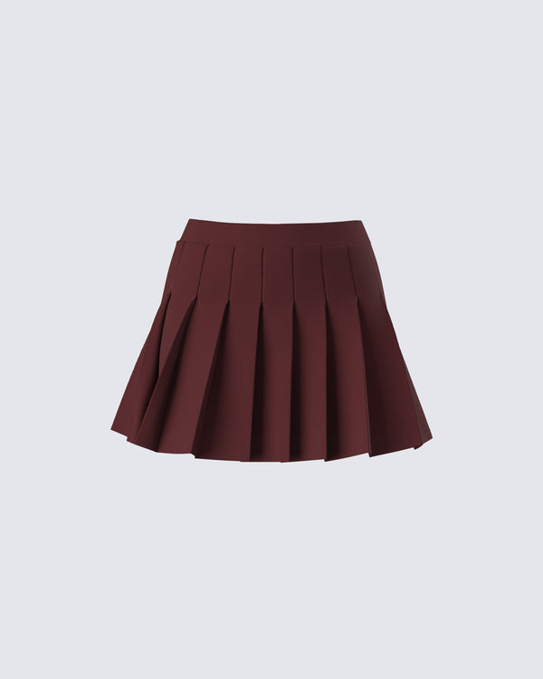 finesse Ronny Brown Pleated Mini Skirt