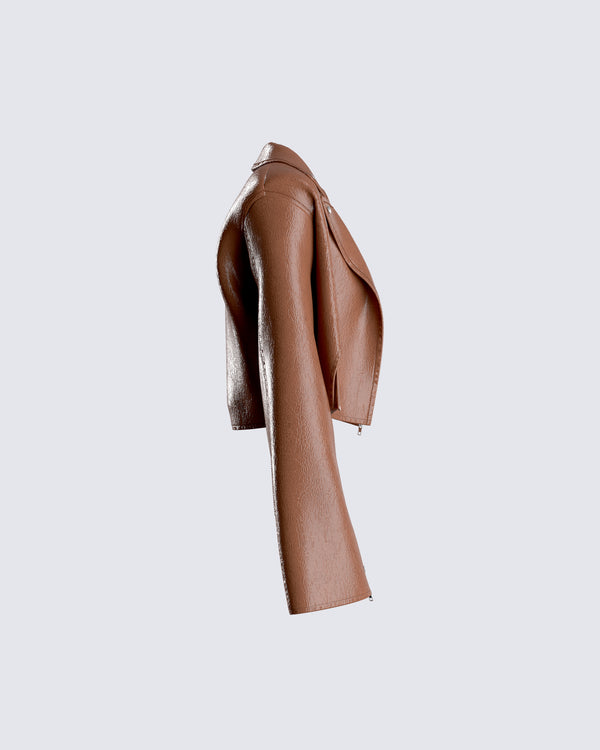 Finesse Ronny Brown Vegan Leather Jacket