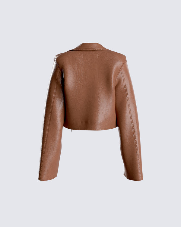 Finesse Ronny Brown Vegan Leather Jacket