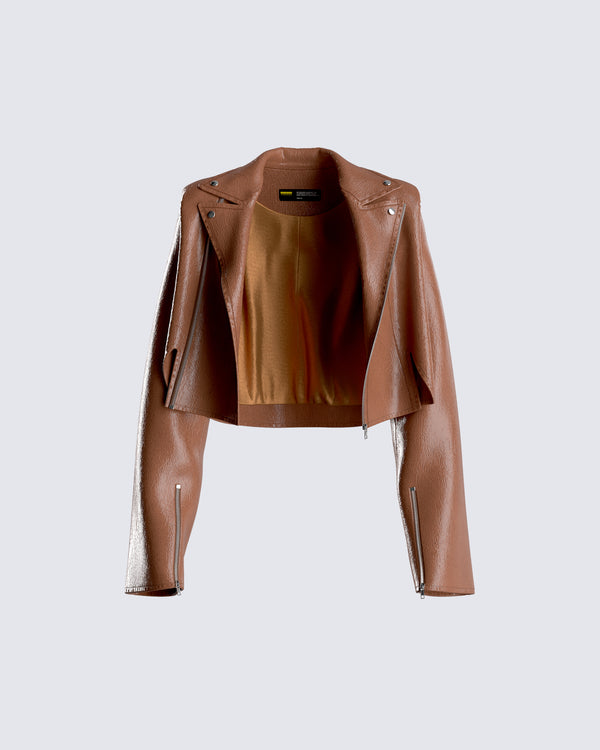 finesse Ronny Brown Vegan Leather Jacket