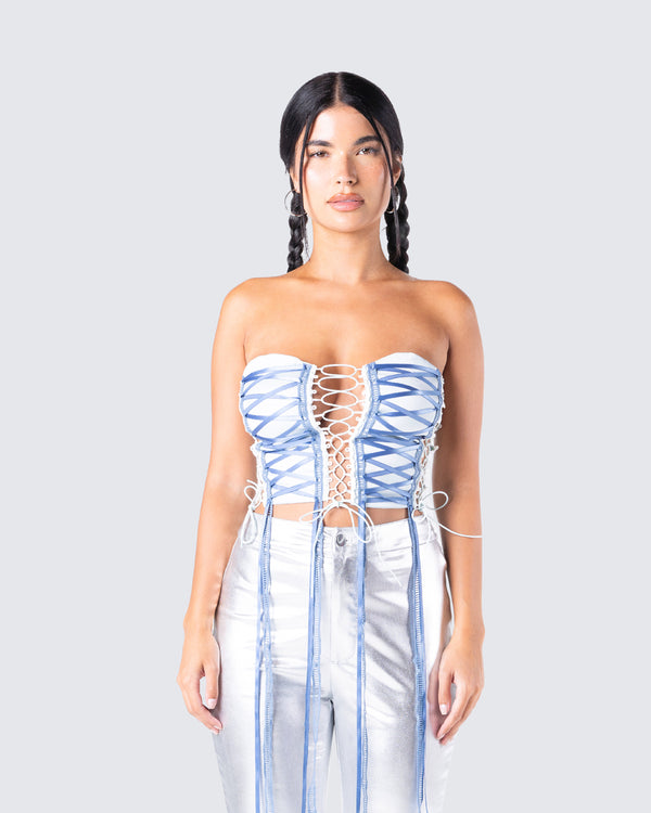 Finesse Rory Blue Corset Top