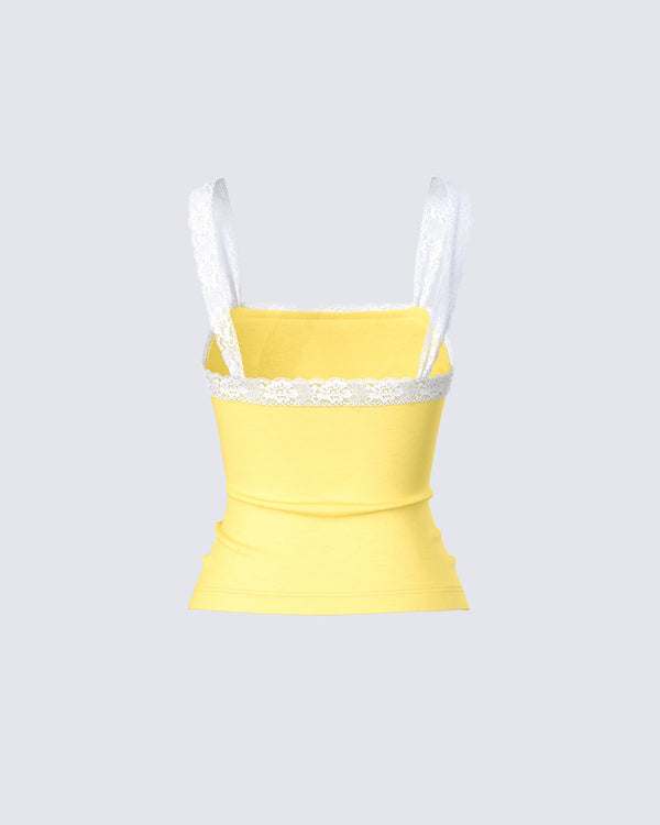 Finesse Rosalia Yellow Graphic Knit Top