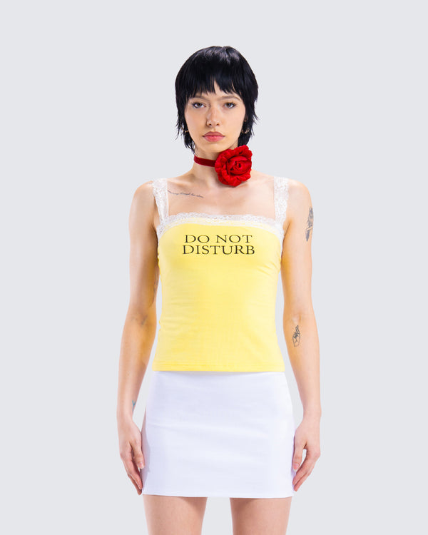 Finesse Rosalia Yellow Graphic Knit Top
