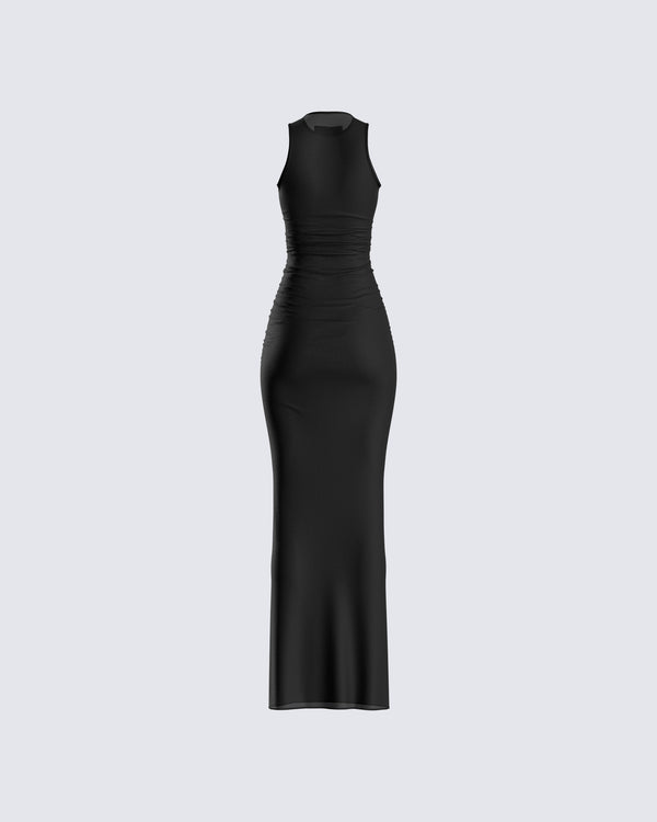 Finesse Rosario Black Mesh Maxi Dress