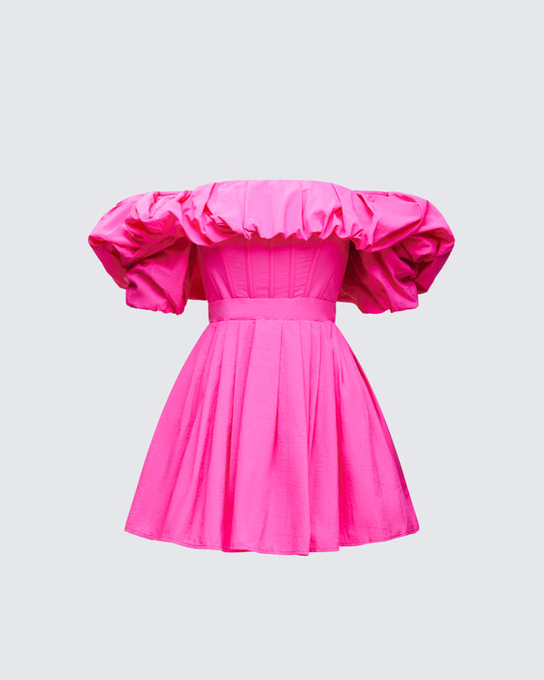 finesse Rose Pink Corset Off Shoulder Mini Dress