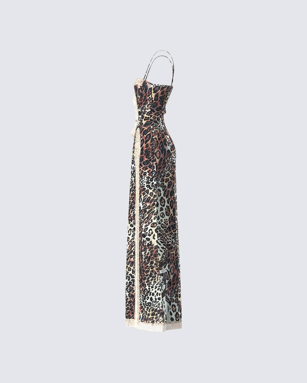 Finesse Royan Leopard Print Maxi Dress
