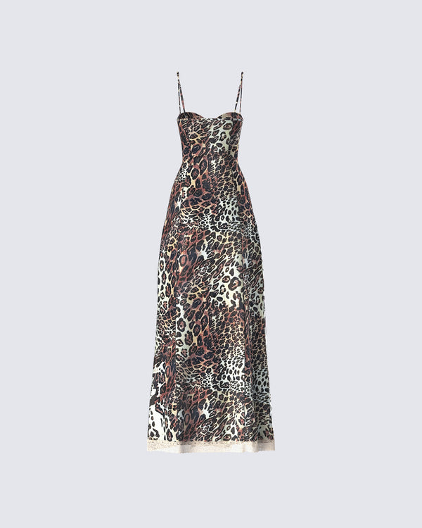Finesse Royan Leopard Print Maxi Dress