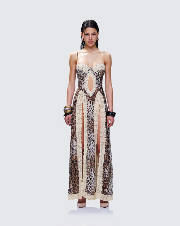 Finesse Royan Leopard Print Maxi Dress