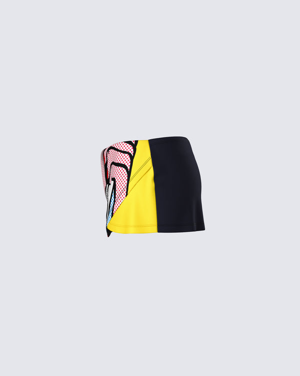 Finesse Rubina Graphic Print Micro Mini Skirt