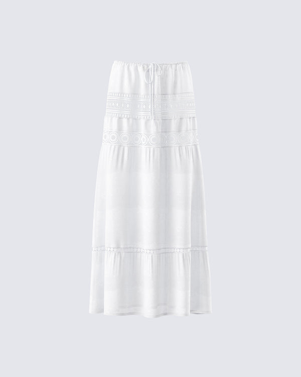finesse Rue White Cotton Floral Maxi Skirt