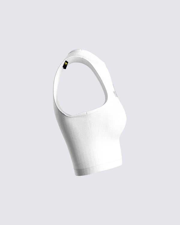 Finesse Rumi White Cropped Rhinestone Top