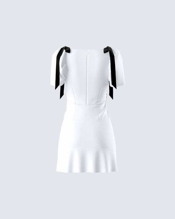 Finesse Rupa White Puff Sleeve Mini Dress