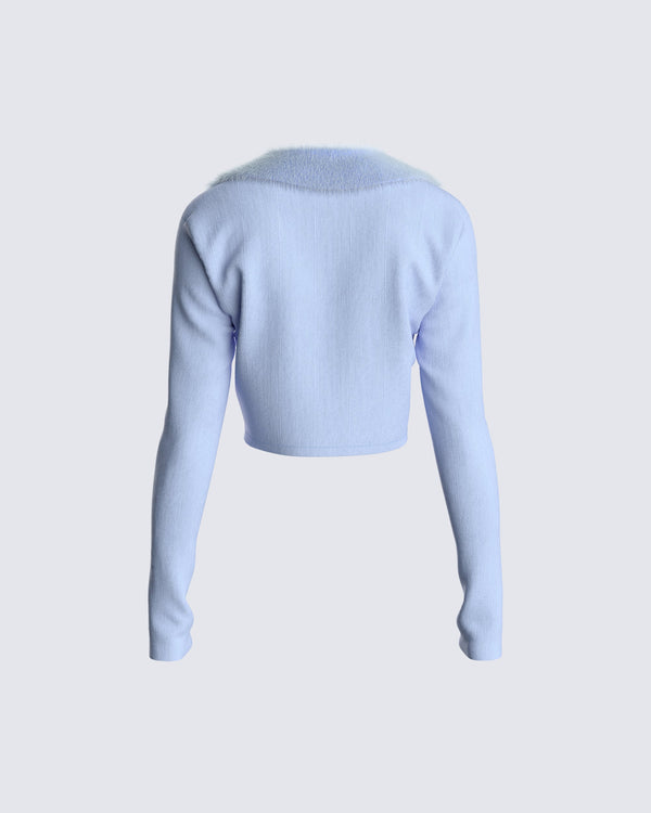 Finesse Ruth Jersey Fur Trim Cardigan Top