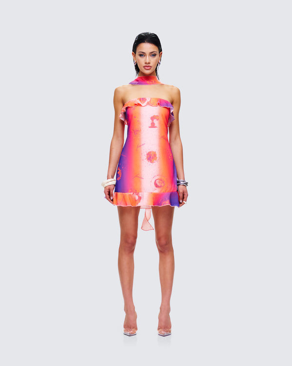 Finesse Ryann Multi Celestial Print Mini Dress