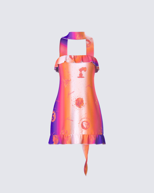 finesse Ryann Multi Celestial Print Mini Dress