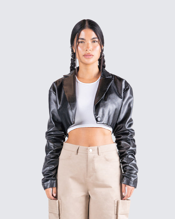 Finesse Ryder Black Cropped Jacket