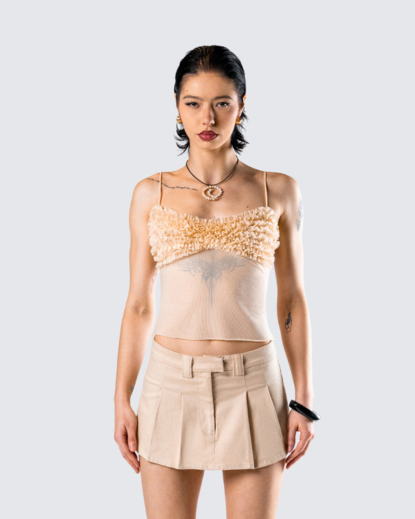 Finesse Ryla Ivory Ruffle Cami Top