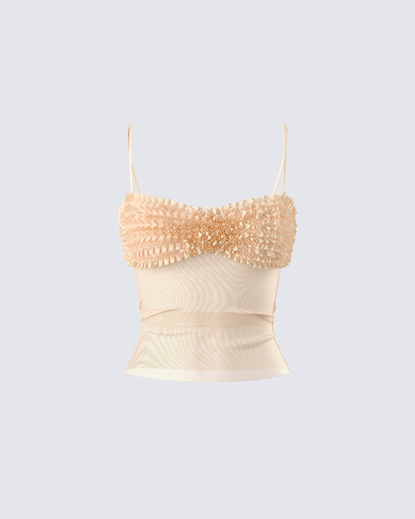 finesse Ryla Ivory Ruffle Cami Top