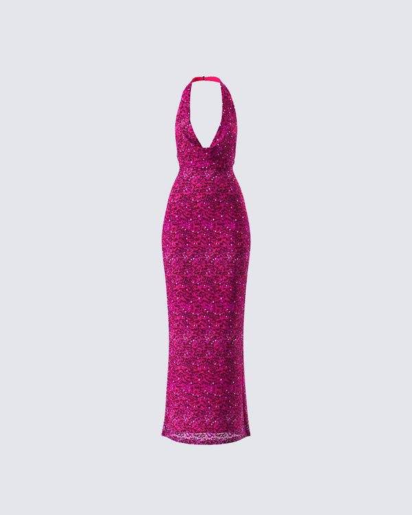 finesse Sabine Purple Sequin Maxi Dress