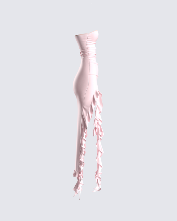 Finesse Sadira Pink Strapless Ruffle Dress