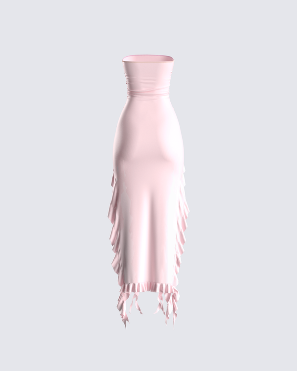 Finesse Sadira Pink Strapless Ruffle Dress