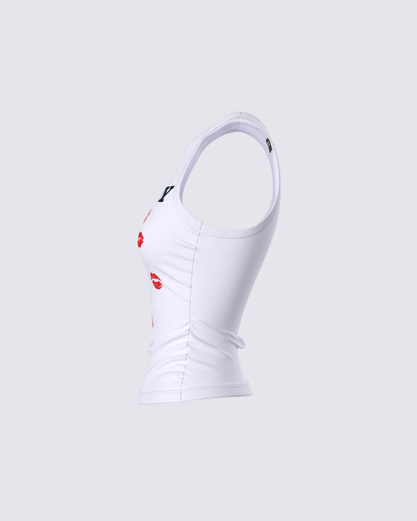 Finesse Saffron White Kissed Tank Top