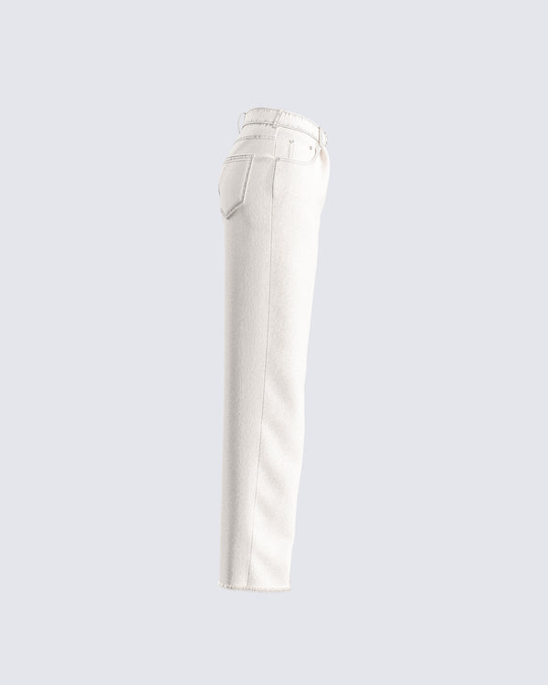 Finesse Saga White Frayed Denim Jean