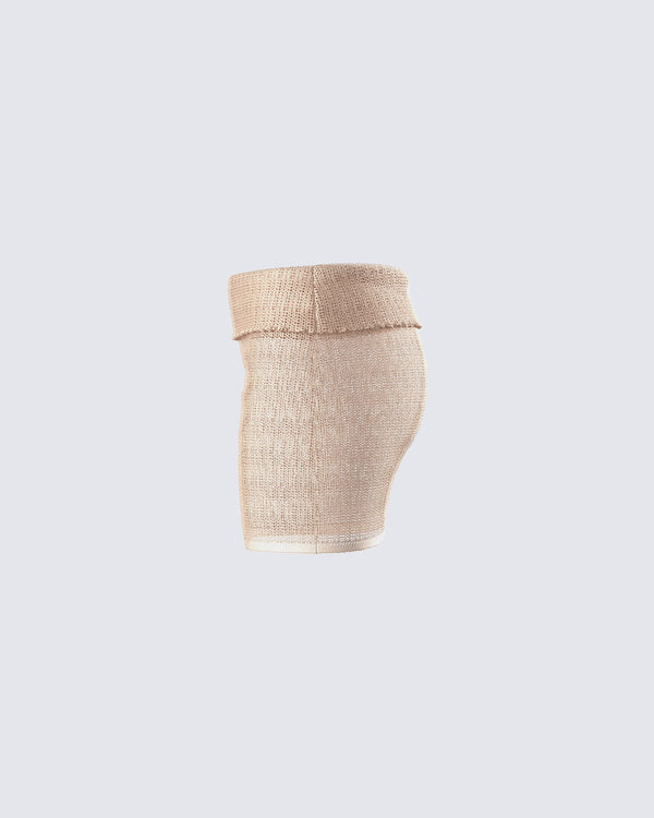 Finesse Sakura Gold Knit Micro Mini Skirt