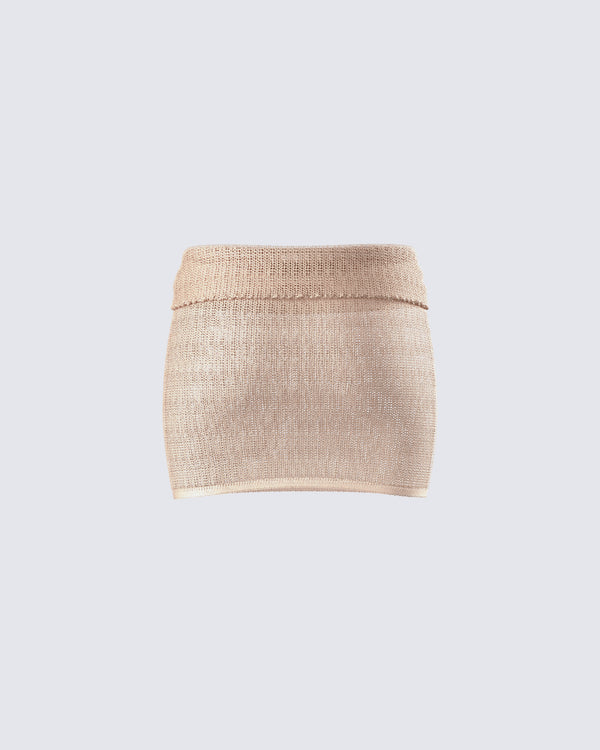 Finesse Sakura Gold Knit Micro Mini Skirt