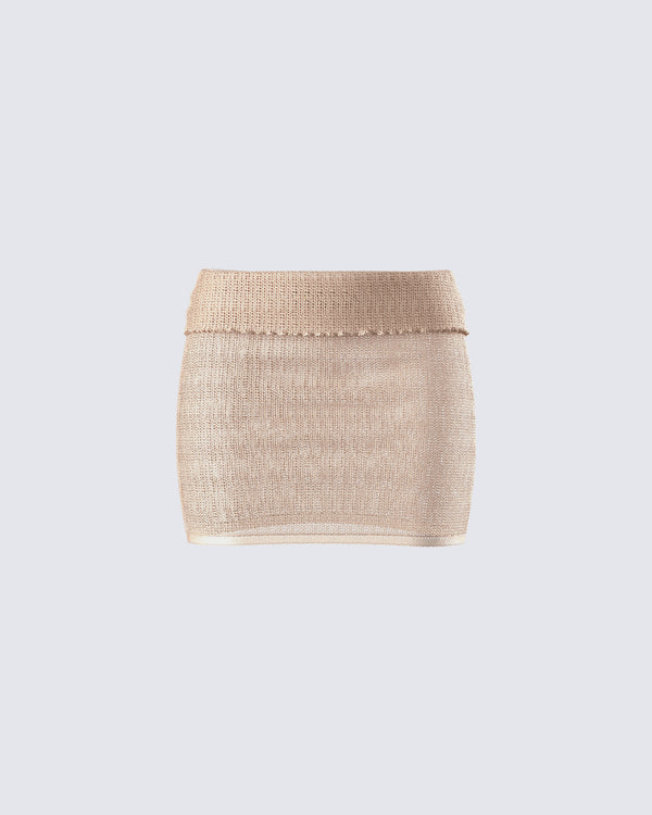 finesse Sakura Gold Knit Micro Mini Skirt