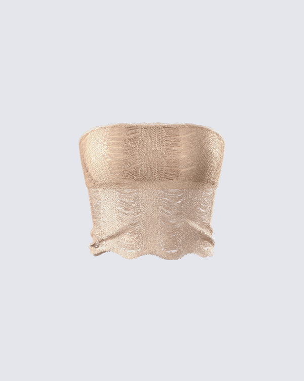 finesse Sakura Gold Knit Tube Top
