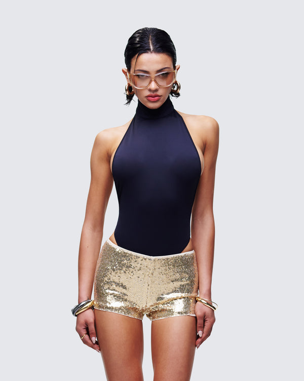 Finesse Salem Black Jersey Halter Bodysuit