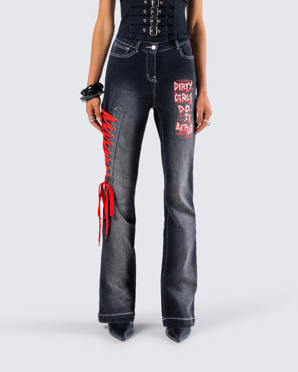 Finesse Salem Black Low Rise Denim Pant