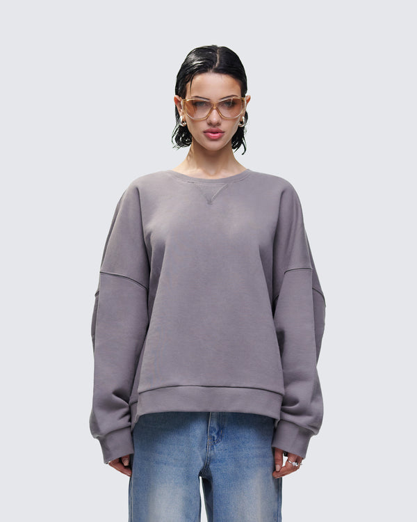 Finesse Salima Grey Oversized Sweater