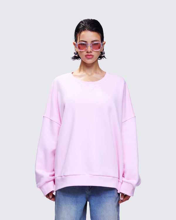 Finesse Salima Pink Oversized Sweater