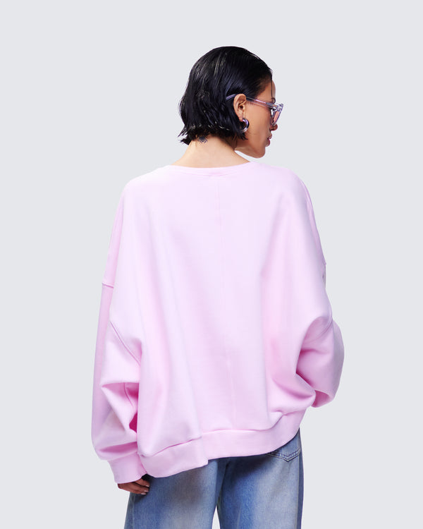 Finesse Salima Pink Oversized Sweater