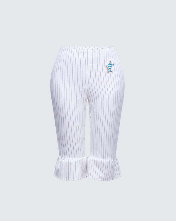 finesse Salome White Stripe Capri Pant