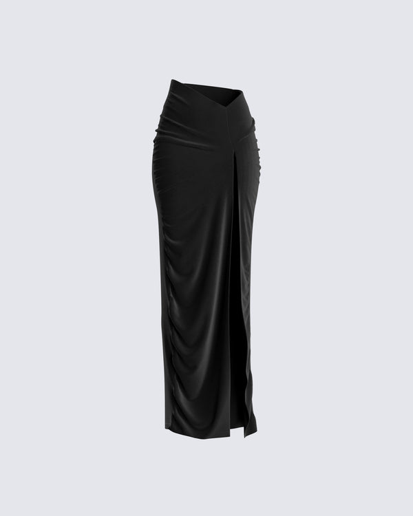finesse Samantha Black Velvet Maxi Skirt