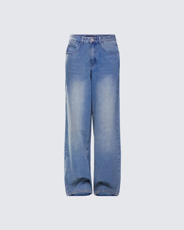 finesse Samia Blue Denim Wide Leg Jeans